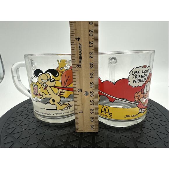 VTG McDonalds Garfield Cups Mugs 1978 Glass Set of 2 Garfield And Odie - Picture 4 of 4